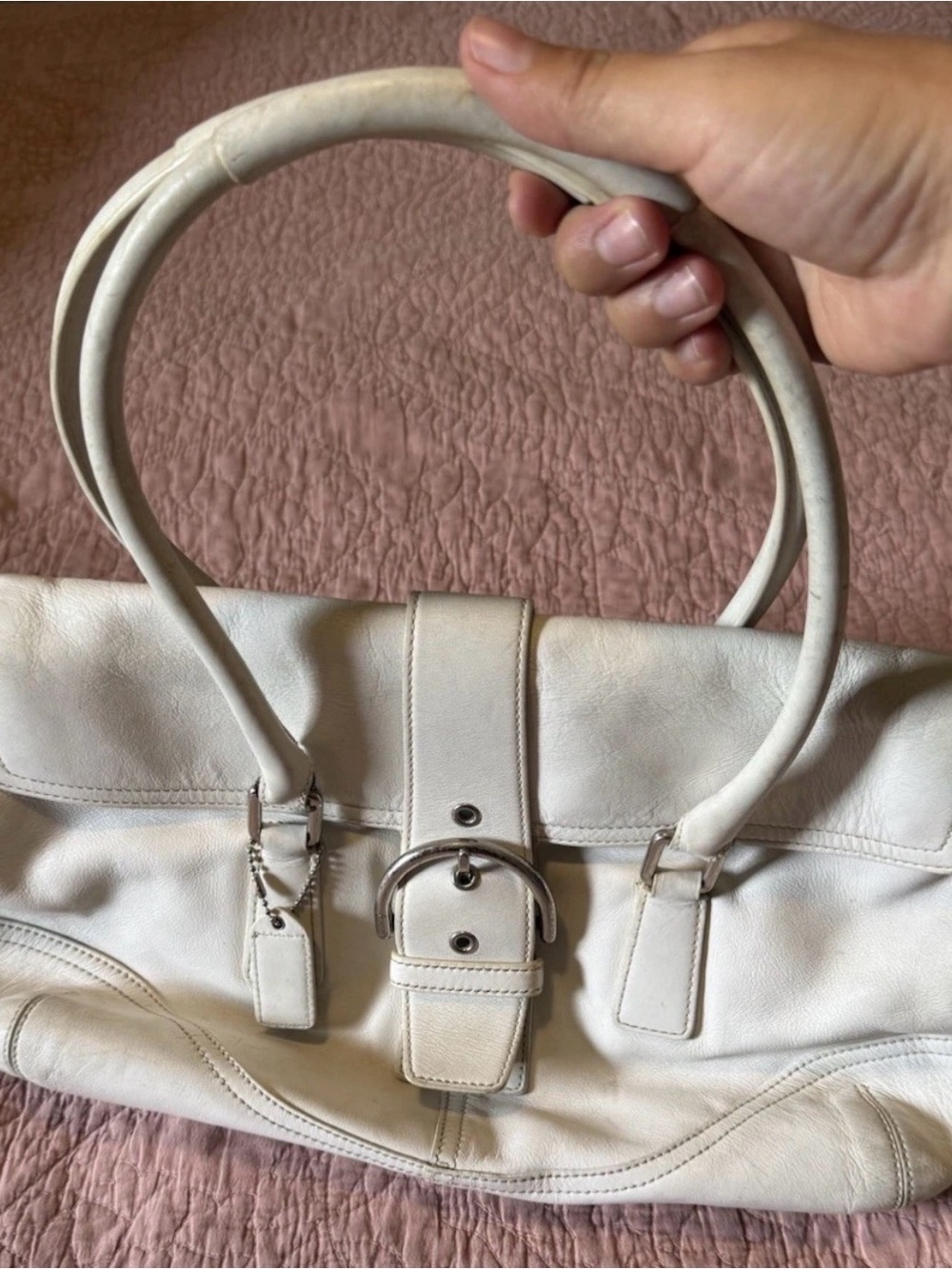 Coach Off White Leather Vintage Shoulder Bag J05S-9550 SOHO Hampton Cowhide